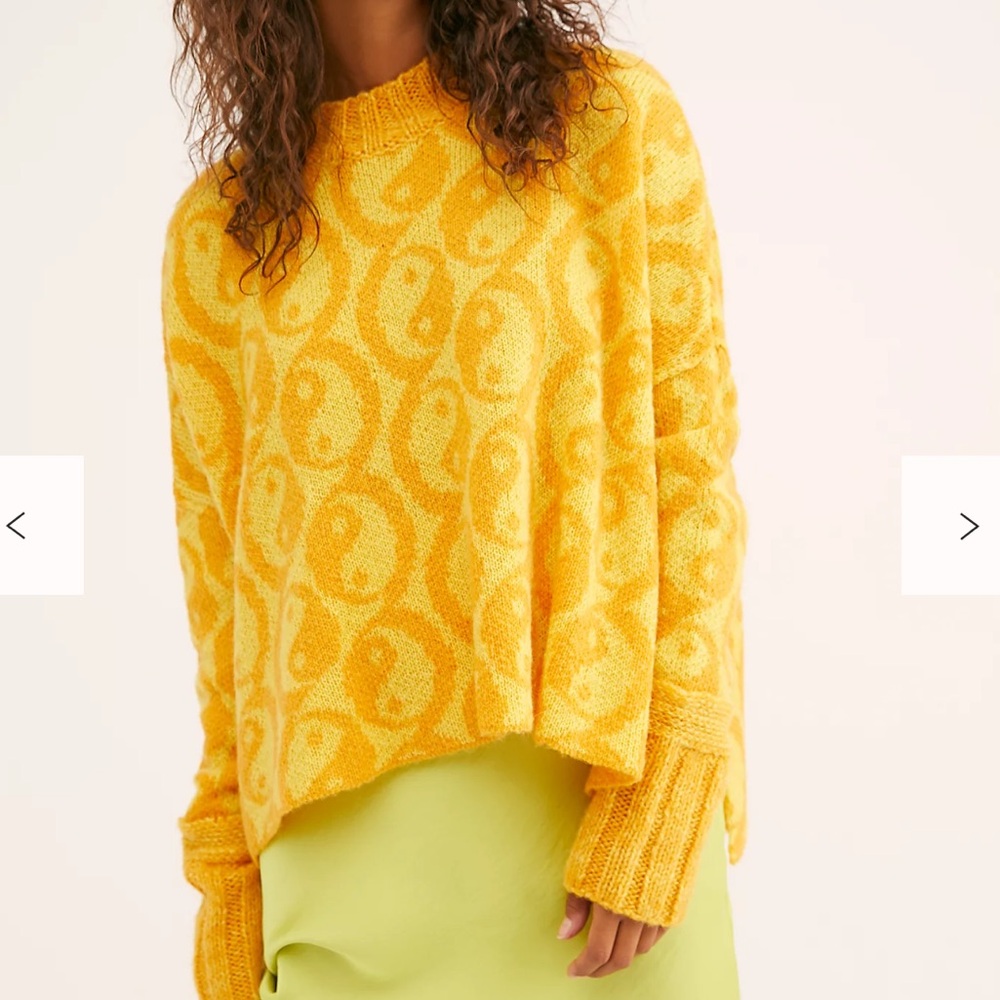 Free People Yellow Yin Yang Sweater Small